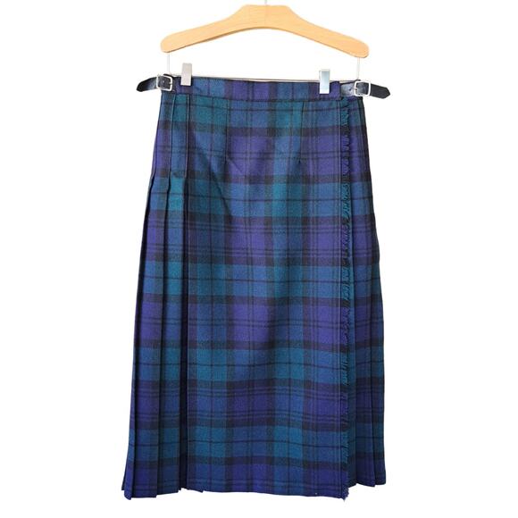 Vintage Ben Nevis Women's Wool Kilt Pleated Tartan Midi Skirt Blue Green - Picture 10 of 12